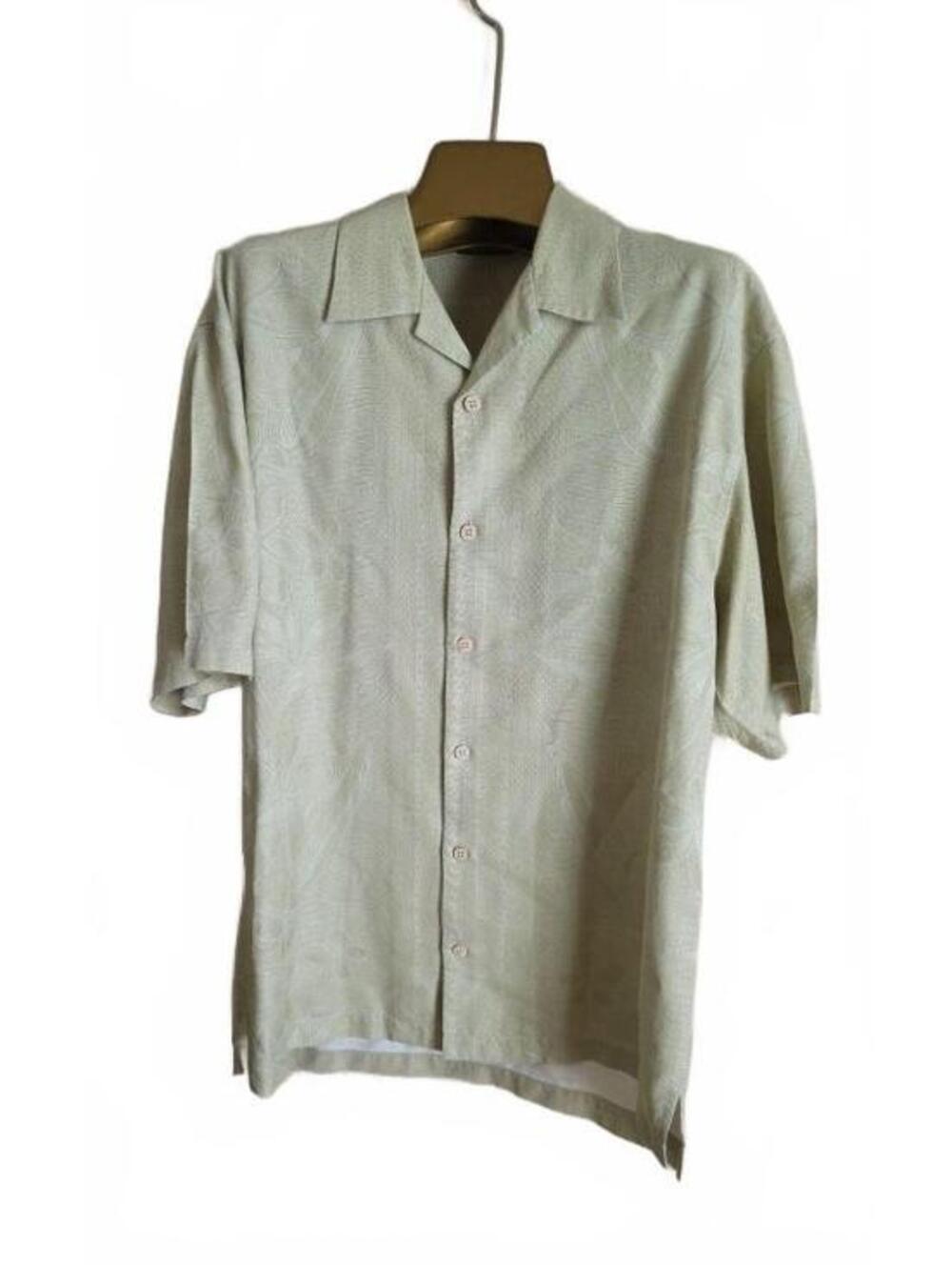 Tommy Bahama Men's Short Sleeve Button-Up Shirt Beige Floral 100% Silk, Small